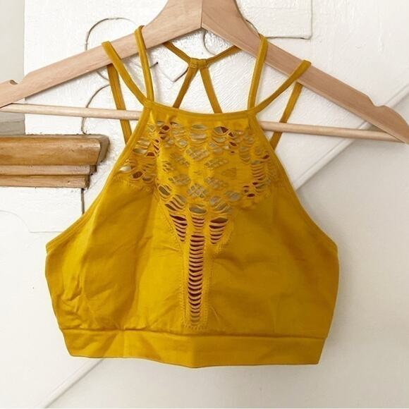 Women's Mustard Yellow Seamless Laser Cut Bralette Size M - Picture 2 of 4